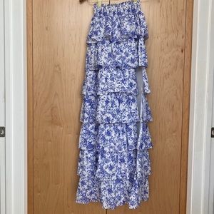 NWT Caroline Constas blue tiered skirt